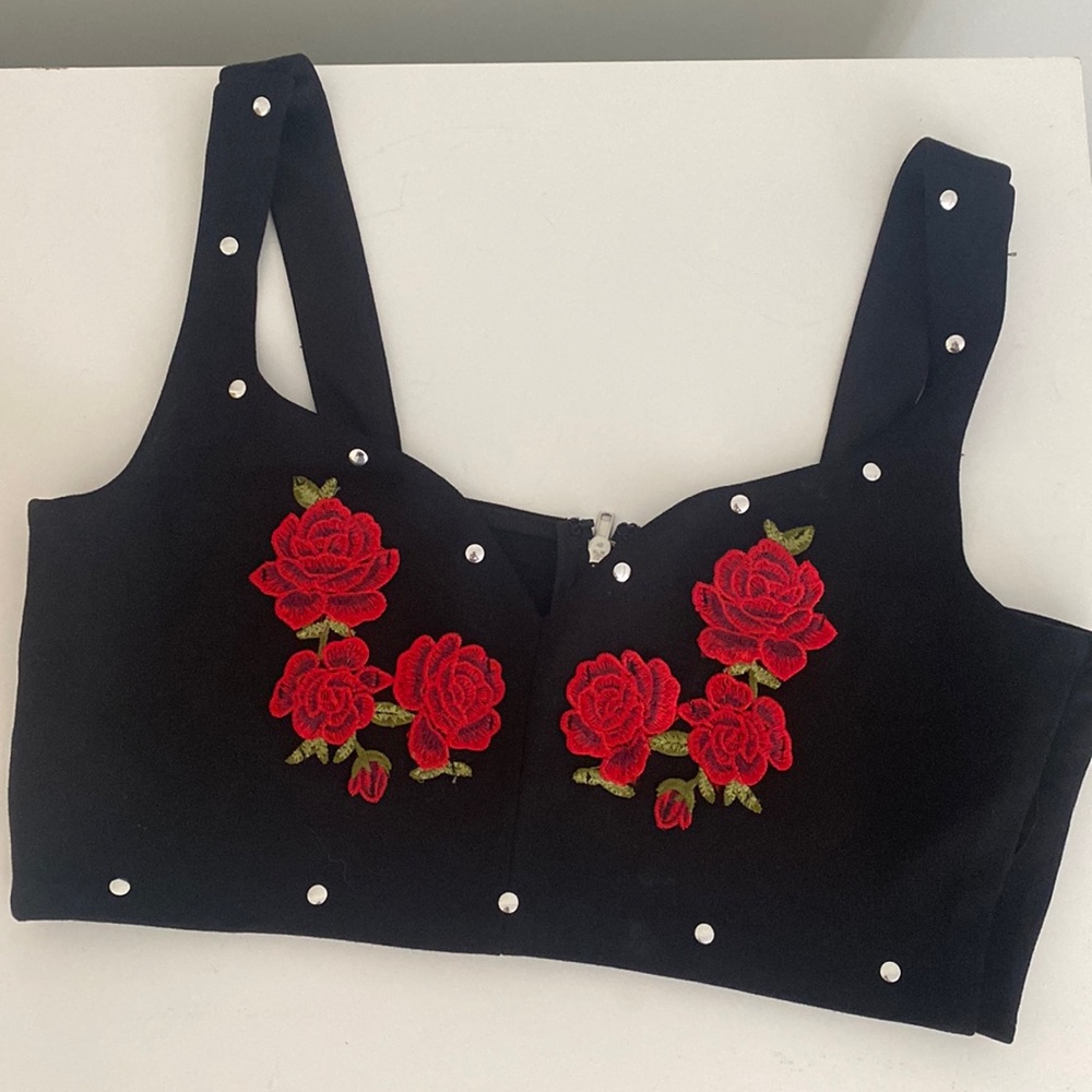 Topshop Flower Print Crop Top